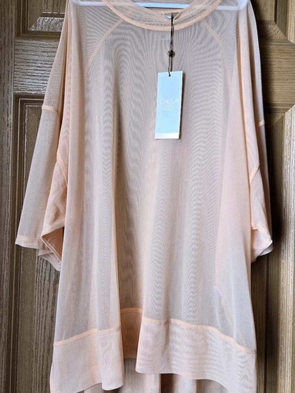 NWT Calia Oversized Mesh Tee Tunic Top Peach Medium